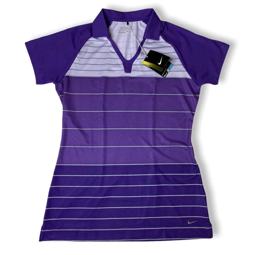 Nike Dri-FIT Sleeveless Purple Mesh Golf Polo Top V-neck Womens Size M
